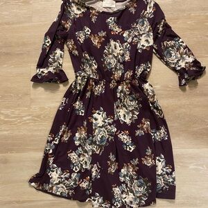 French Grey White and Pink Bell Sleeve Sundress